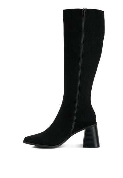 Paytin Faux Leather Block Heel Calf Length Boots
