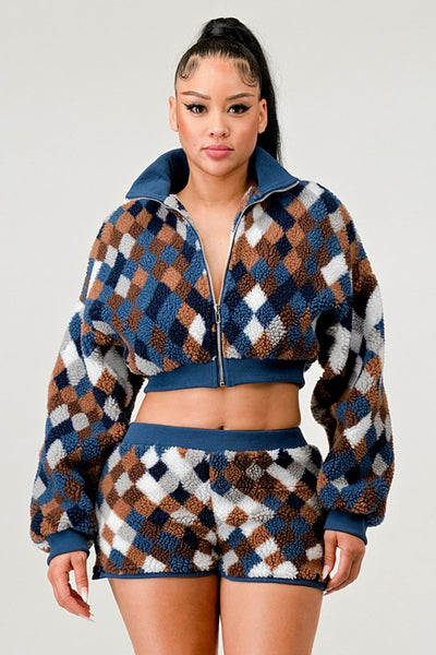 CHECKER PRINT TWO PIECE SET