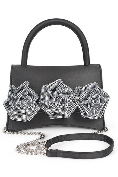 Sparkle Flower Top Handle Clutch Bag