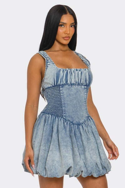 PLUS SIZE Bubble Belle Denim Mini Dress
