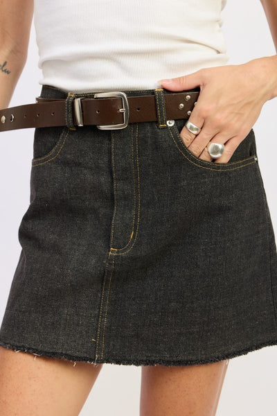 MIX MEDIA DENIM MINI SKIRT WITH POCKETS