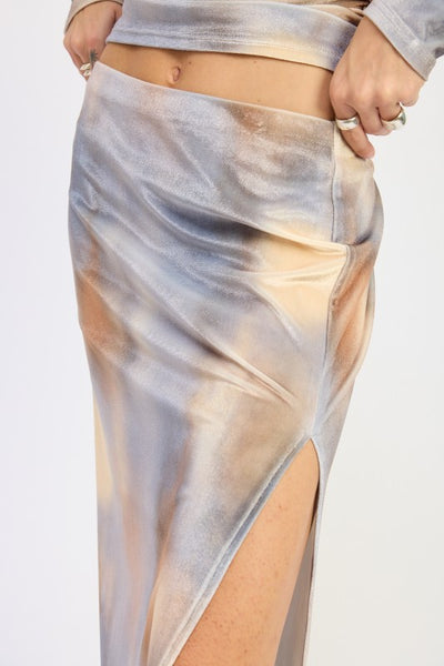LOW RISE VELVET MAXI SKIRT WITH SLIT
