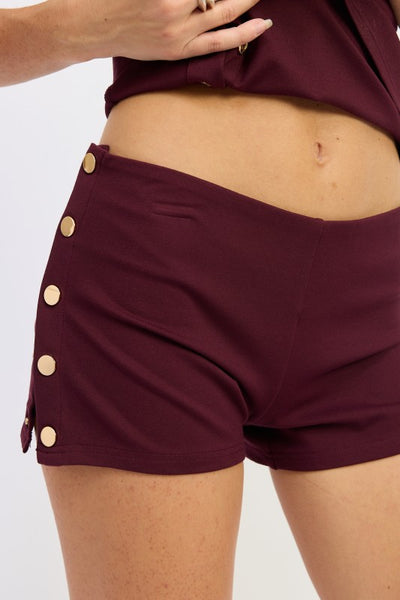 LOW RISE MICRO SHORT WITH SNAP BUTTON DETAIL