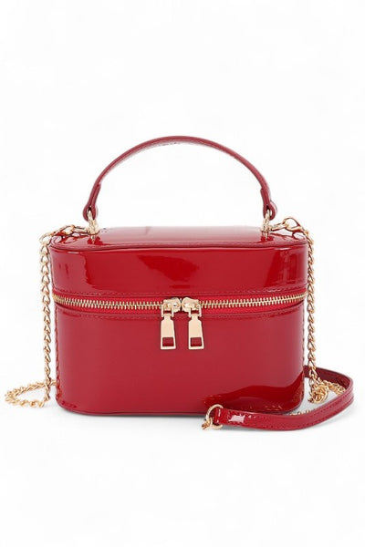 Top Handle Patent Finish Vanity Convertible Bag