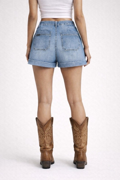 Relaxed Western Denim Short- Light Wash