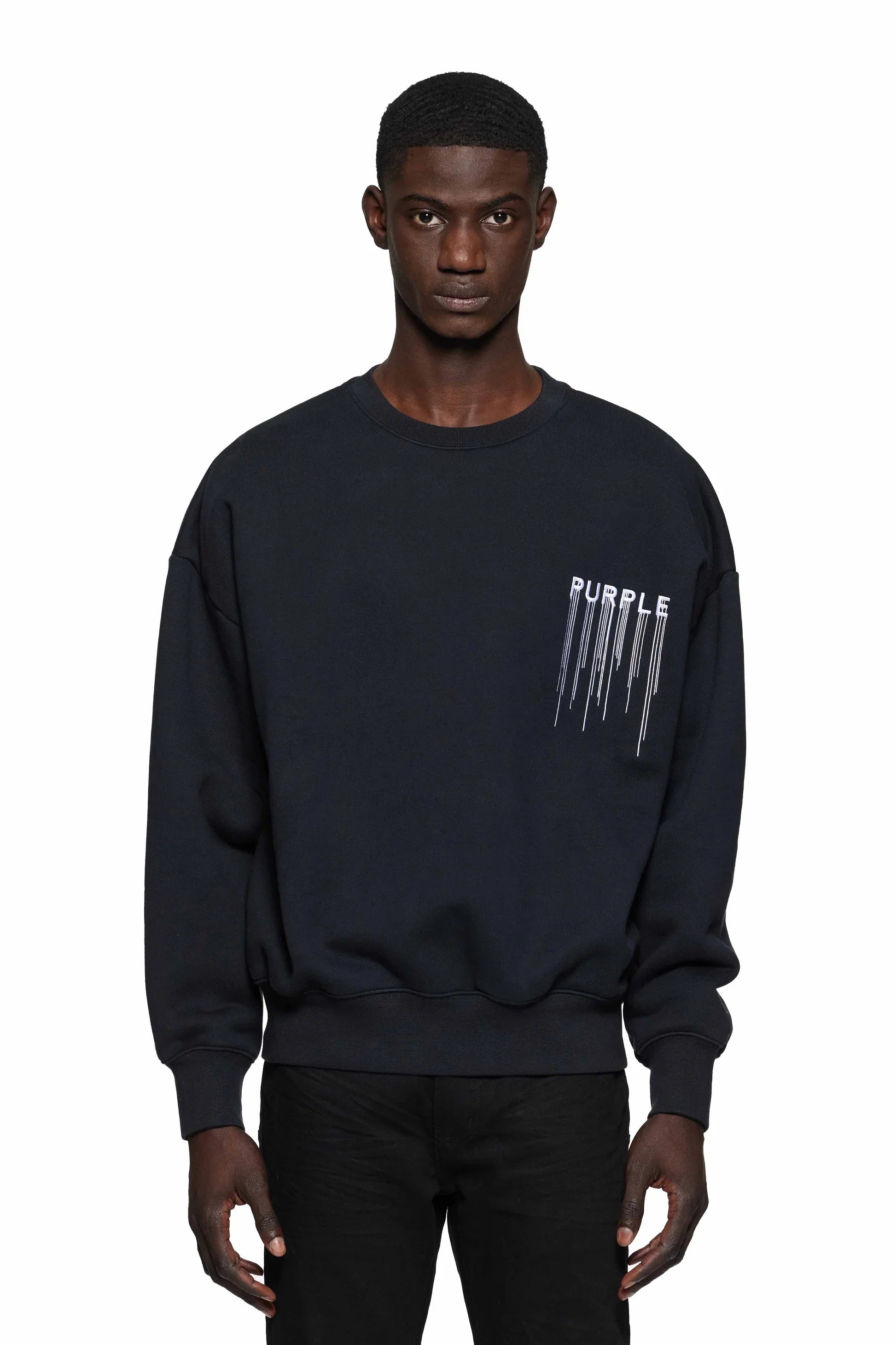 Wordmark Drip Crewneck Sweater (Black) - P402-HBWD125