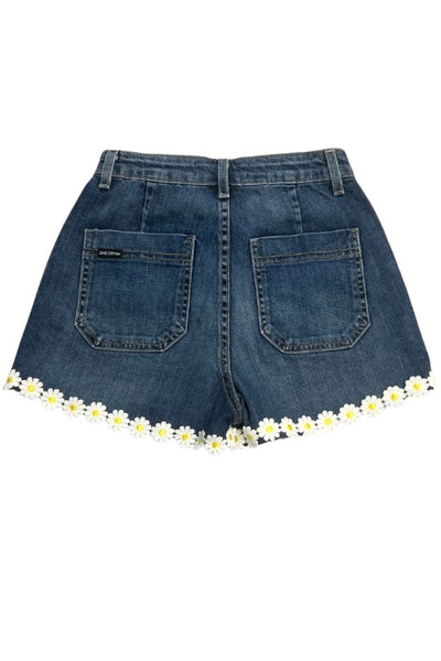 High-Waisted Daisy Trim Denim Short