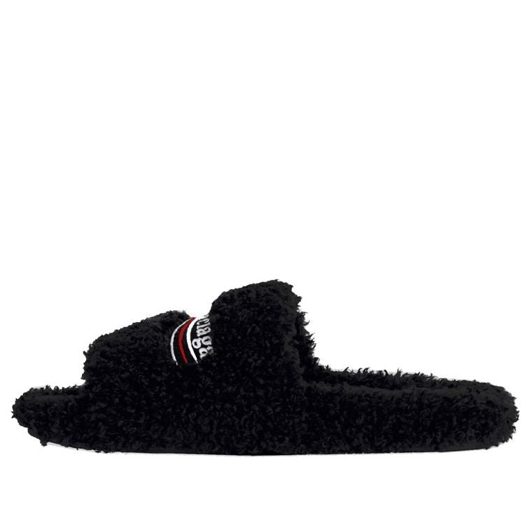 (WMNS) Balenciaga Furry Slides 'Black Red' 654261W2DO11096 #