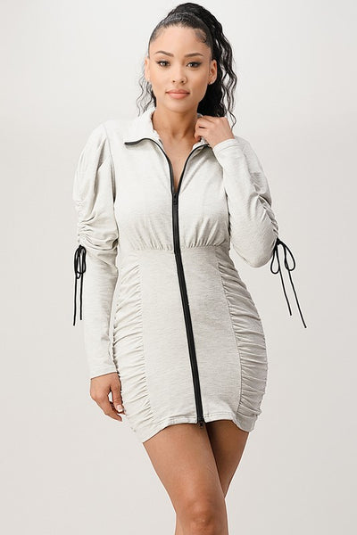JERSEY ZIPPER MINI DRESS