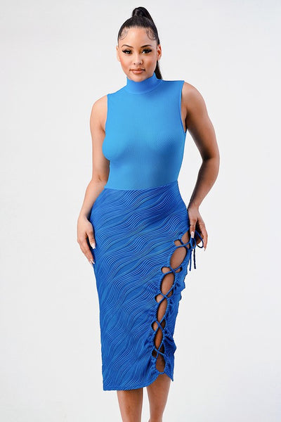 Ocean blue sleeveless sexy dress