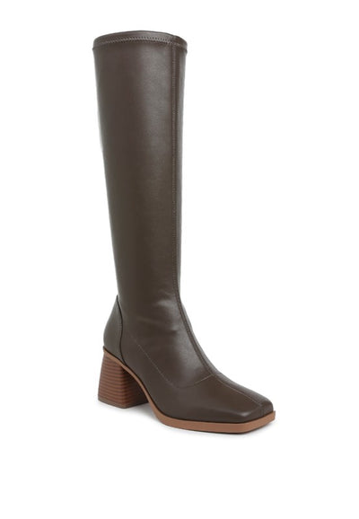 Menomi Faux Leather Block Heel Boots