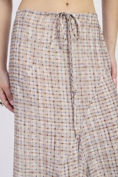 DRAWSTRING MAXI SKIRT WITH ASYMMETRICAL SEAMS