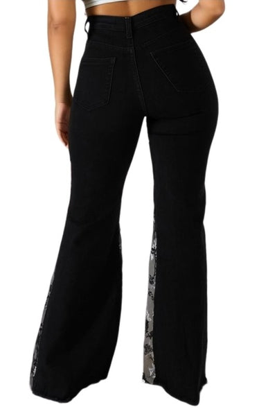 Floral Lace Bell Bottom Jean