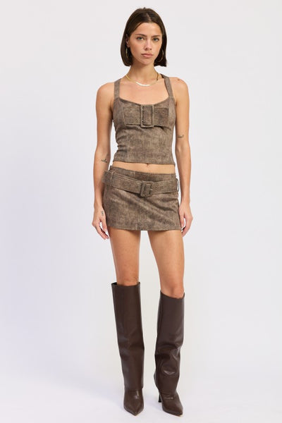 LOW RISE MINI BELTED SKIRT