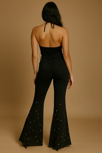 Midnight Bell Bottom Jean Halloween Rhinestones
