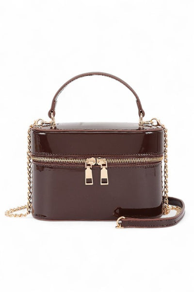 Top Handle Patent Finish Convertible Crossbody Bag