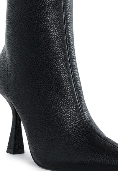 Tentia Metallic Pleather Spool Heel Boots