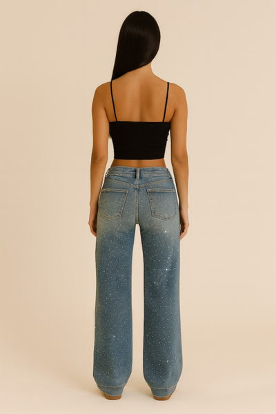 Gary Low Rise Light Wash Rhinestone Jean