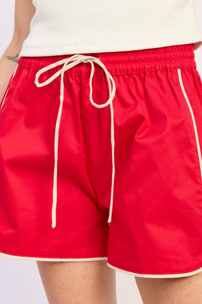 POPLIN SHORTS WITH CONTRAST DRAWSTRING