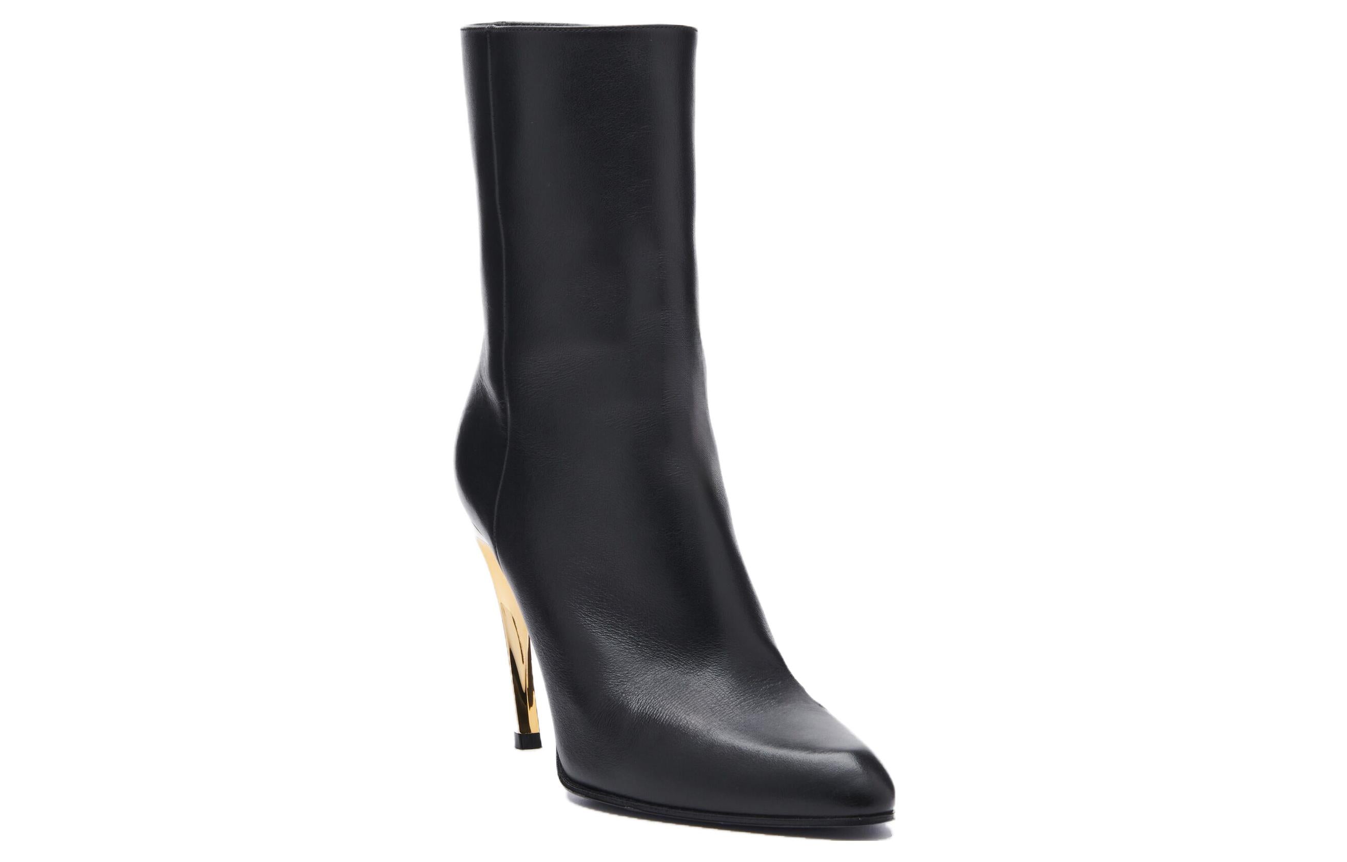(WMNS) Alexander McQueen Armadillo Leather Ankle Boots &#39;Black Silver&#39; 780676WIEG21399 #