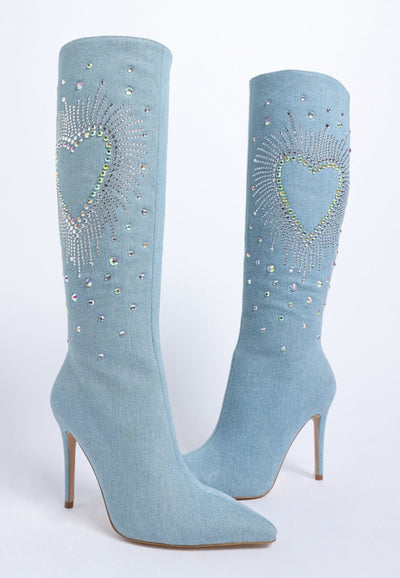 Coastra Rhinestone Embellished Stiletto Boots