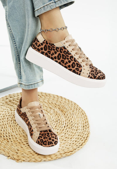 Flippin Studded Leopard Print Chunky Sneakers