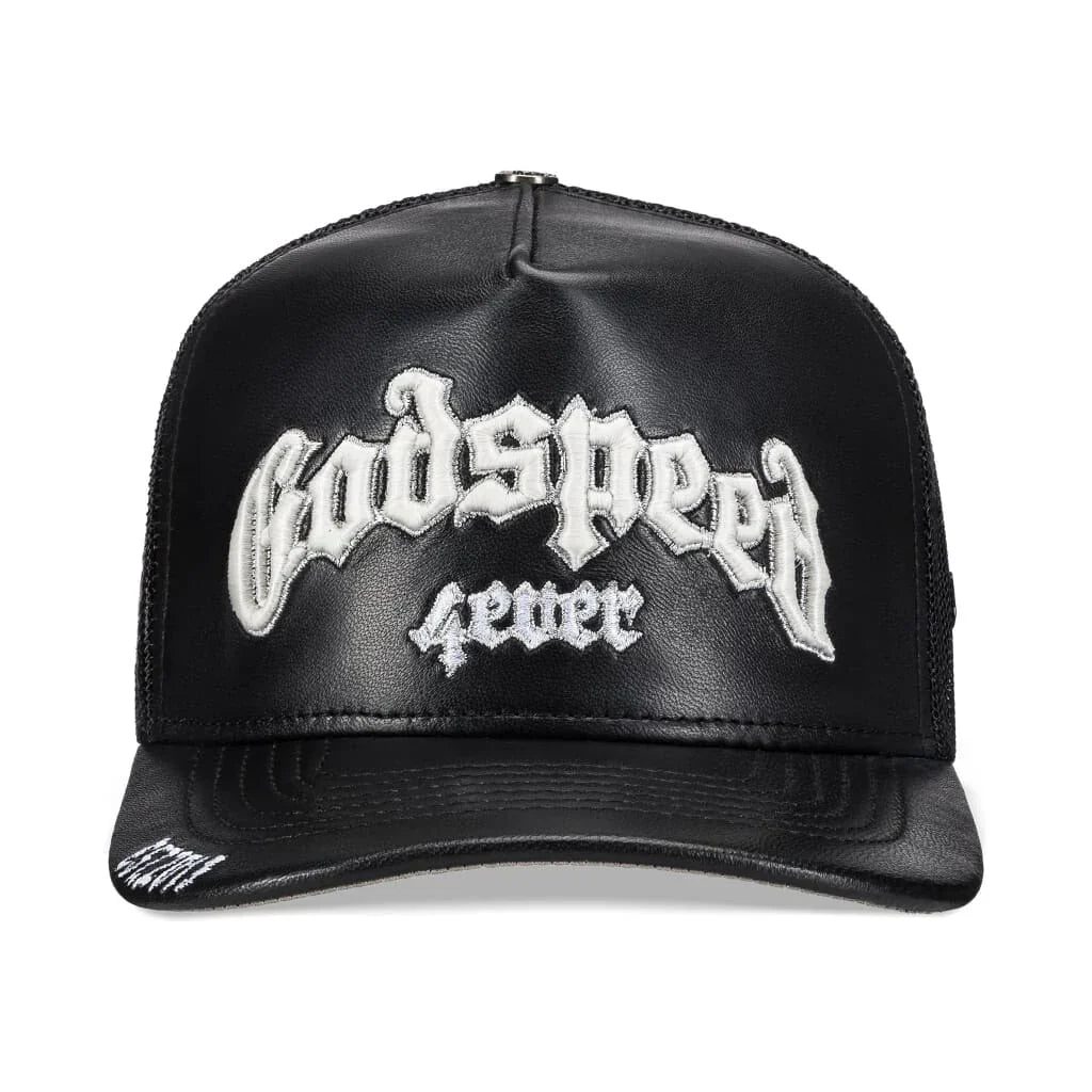 GS Forever Premium Leather Trucker Hat (Black) - GGSFPLTHBLK