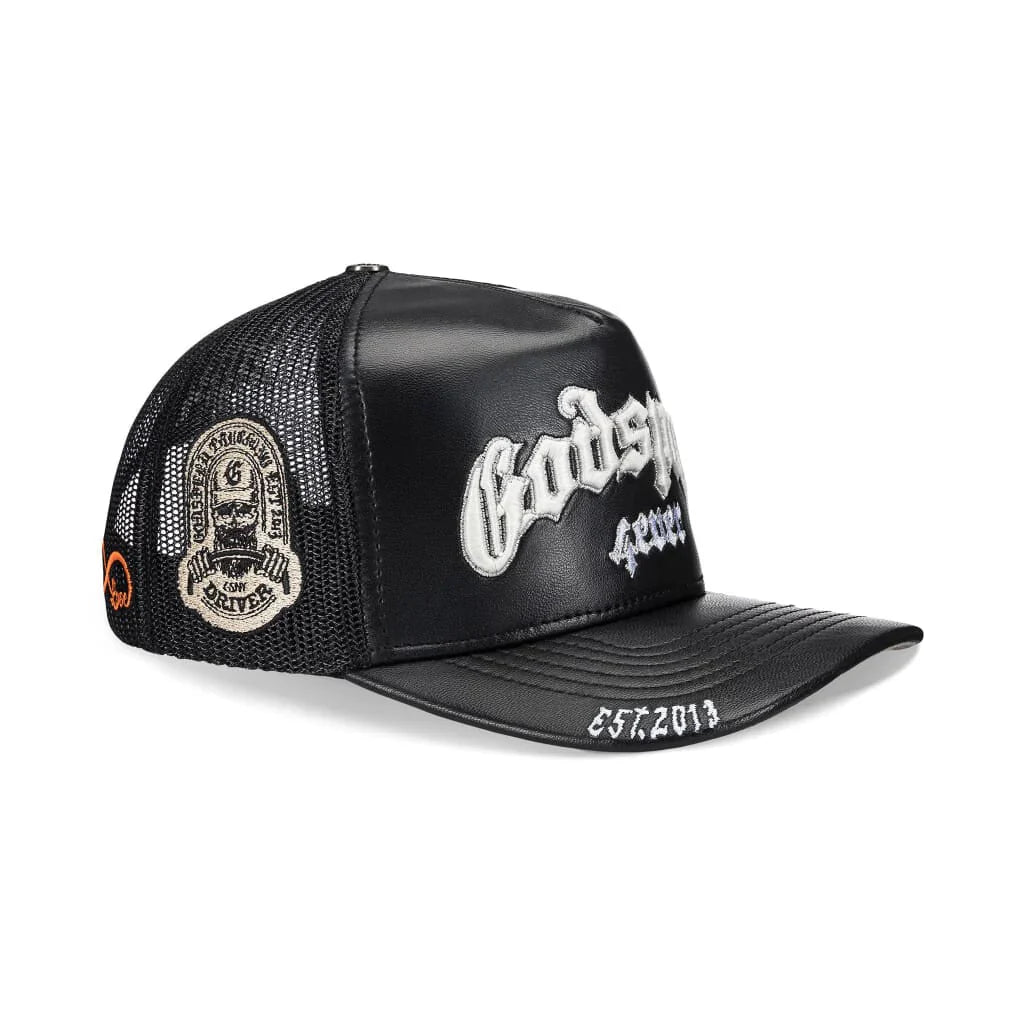 GS Forever Premium Leather Trucker Hat (Black) - GGSFPLTHBLK