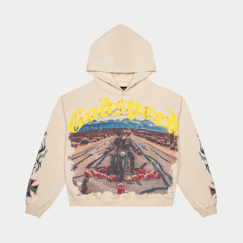 Long Lonely Road Hoodie (Cream Wash) - GLLRDHDCRMWSH