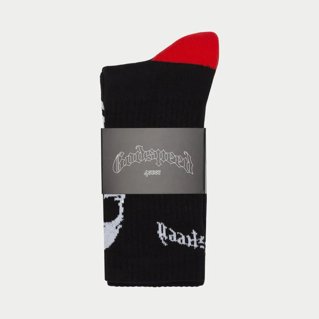 Skull Rose Sock (Black/Red) - GSSRSBLKRED