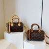 2025 New Model Women's Durable PU Boston Handbag with Rivet Decoration Zipper Closure Crossbody Strap and Polyester Lining