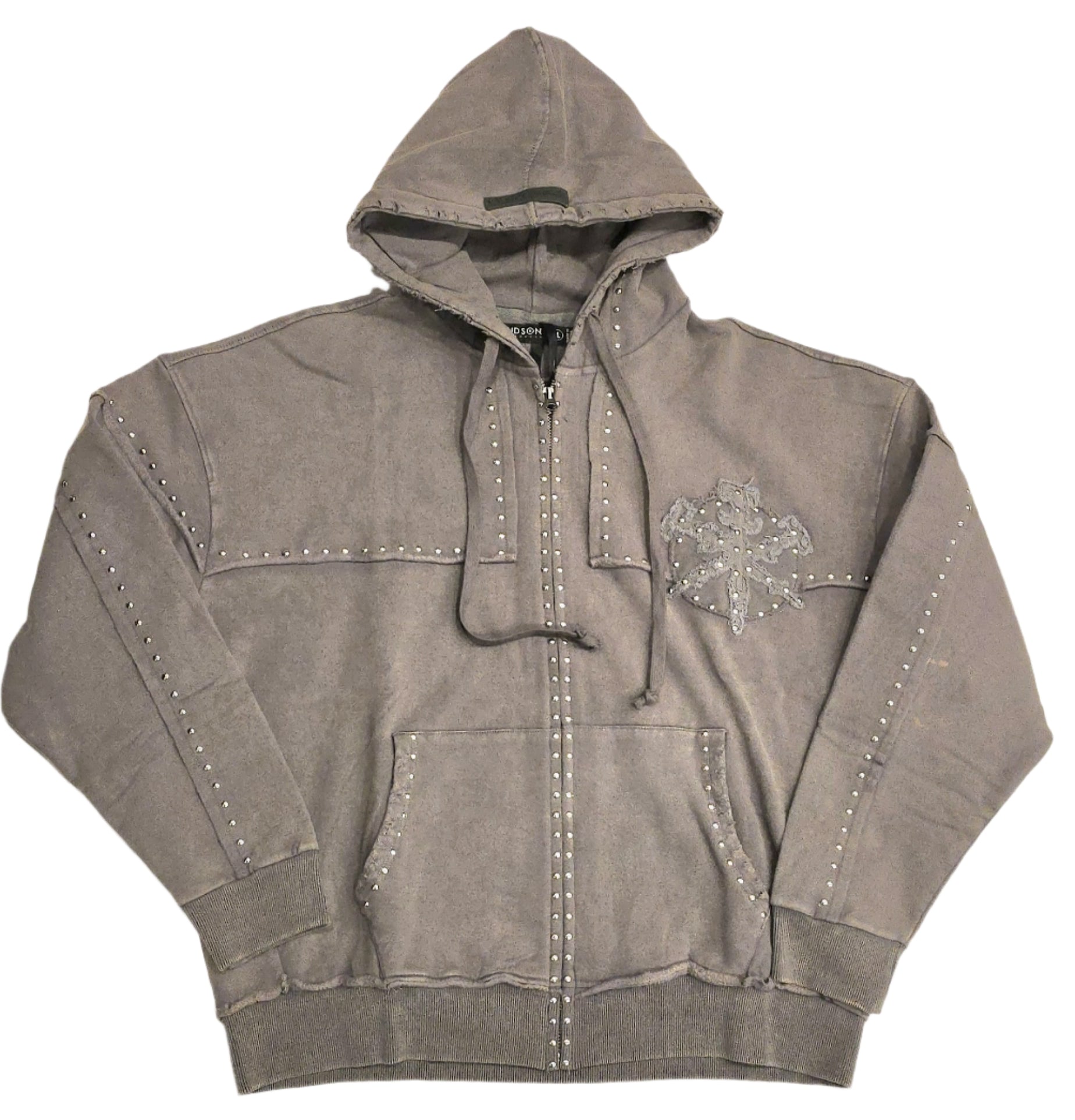 Studded Metal Oversized Hoody (Grey) - 538GRY
