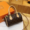 2025 New Model Women's Durable PU Boston Handbag with Rivet Decoration Zipper Closure Crossbody Strap and Polyester Lining