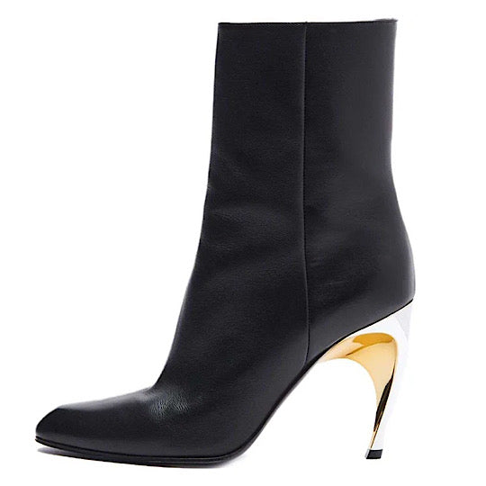 (WMNS) Alexander McQueen Armadillo Leather Ankle Boots &amp;#39;Black Silver&amp;#39; 780676WIEG21399 #