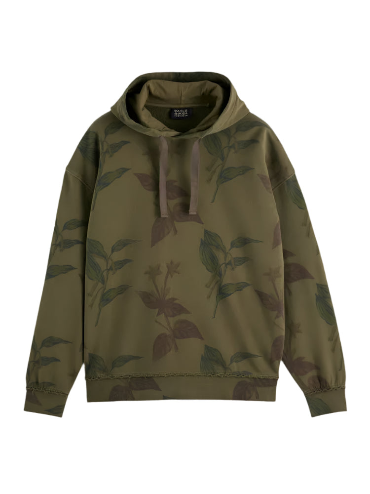 Leaf Print Loose Fit Hoodie (Green) - 179902301