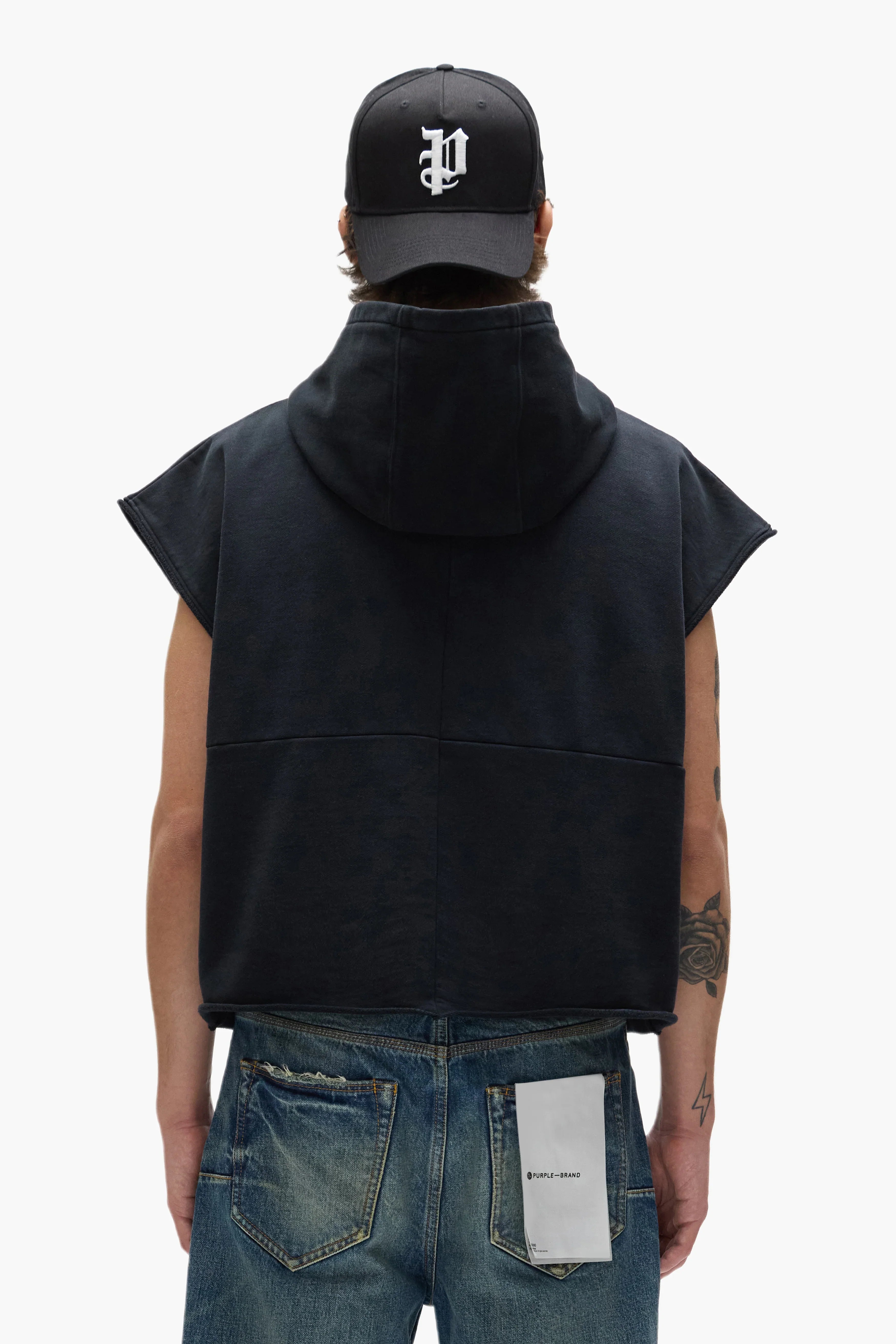 Sleeveless Hoodie (Black) - M4153-MFBB325