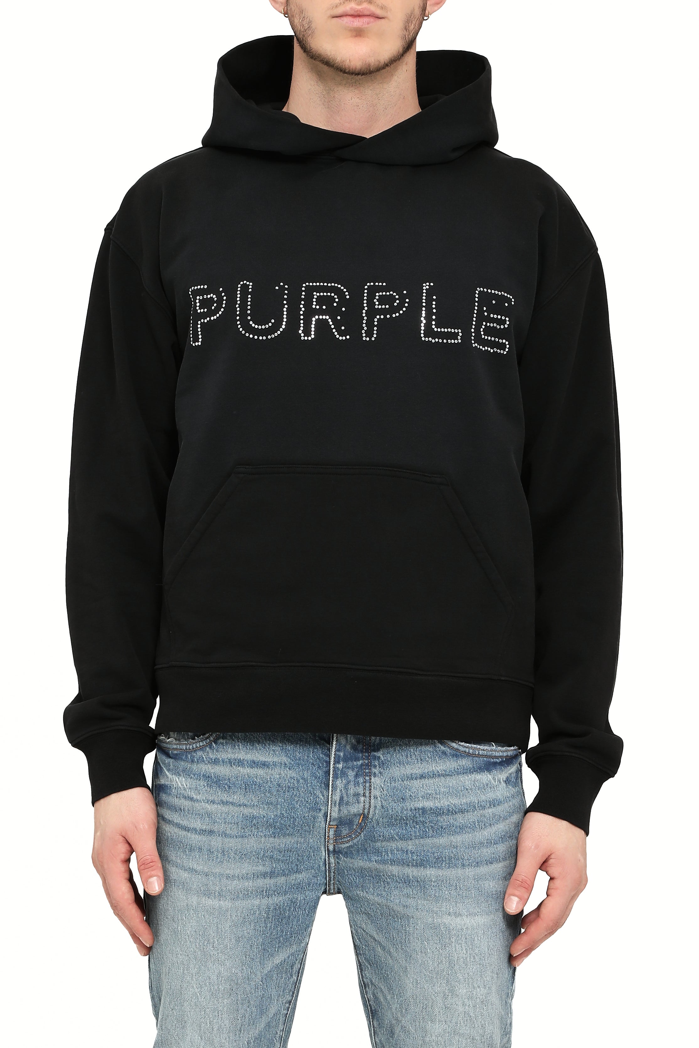 Rhinestone Logo Hoodie (Black) - P447-FTBW425