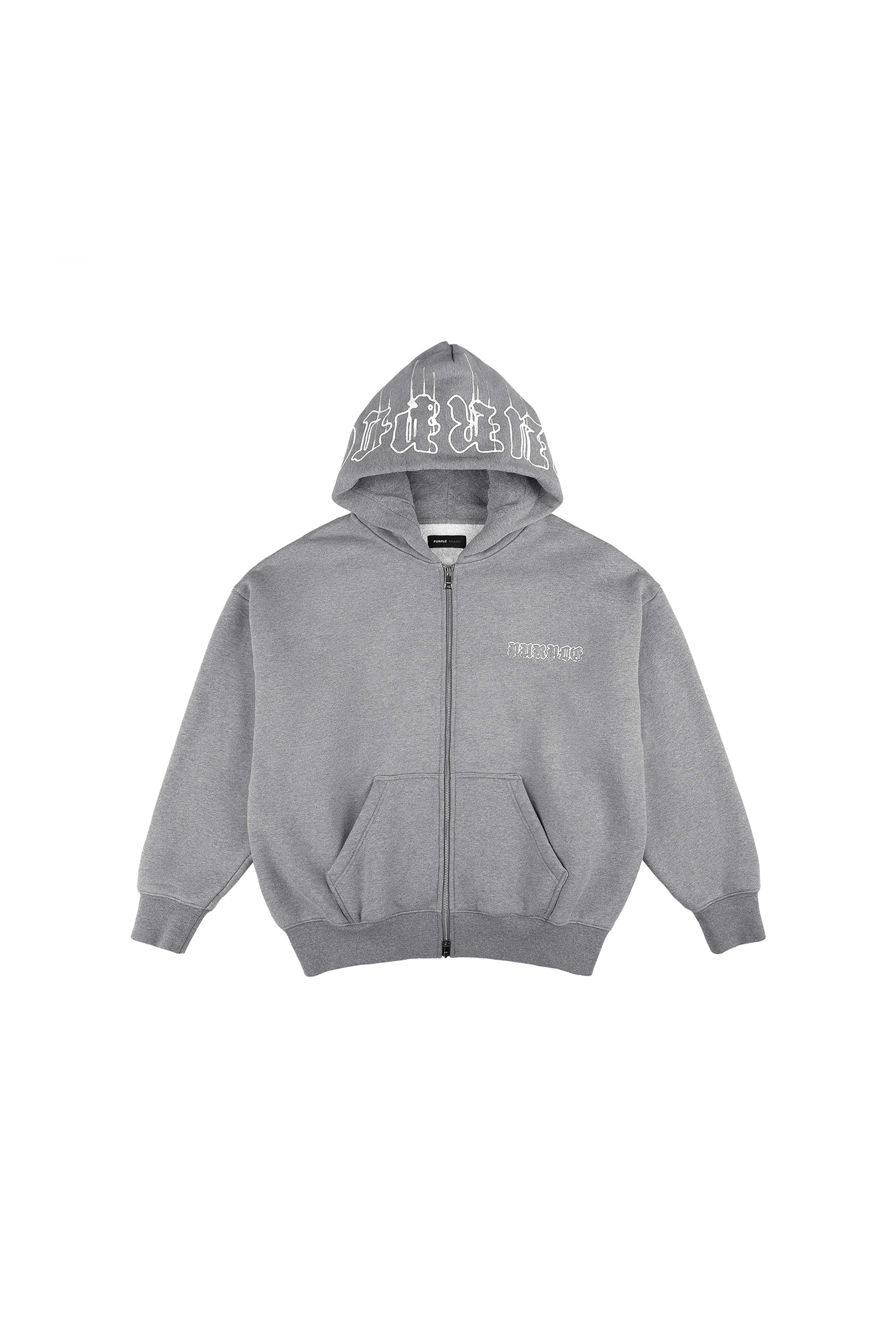 Gothic Wordmark Drip Zip Up Hoodie (Grey) - P460-HHGG125