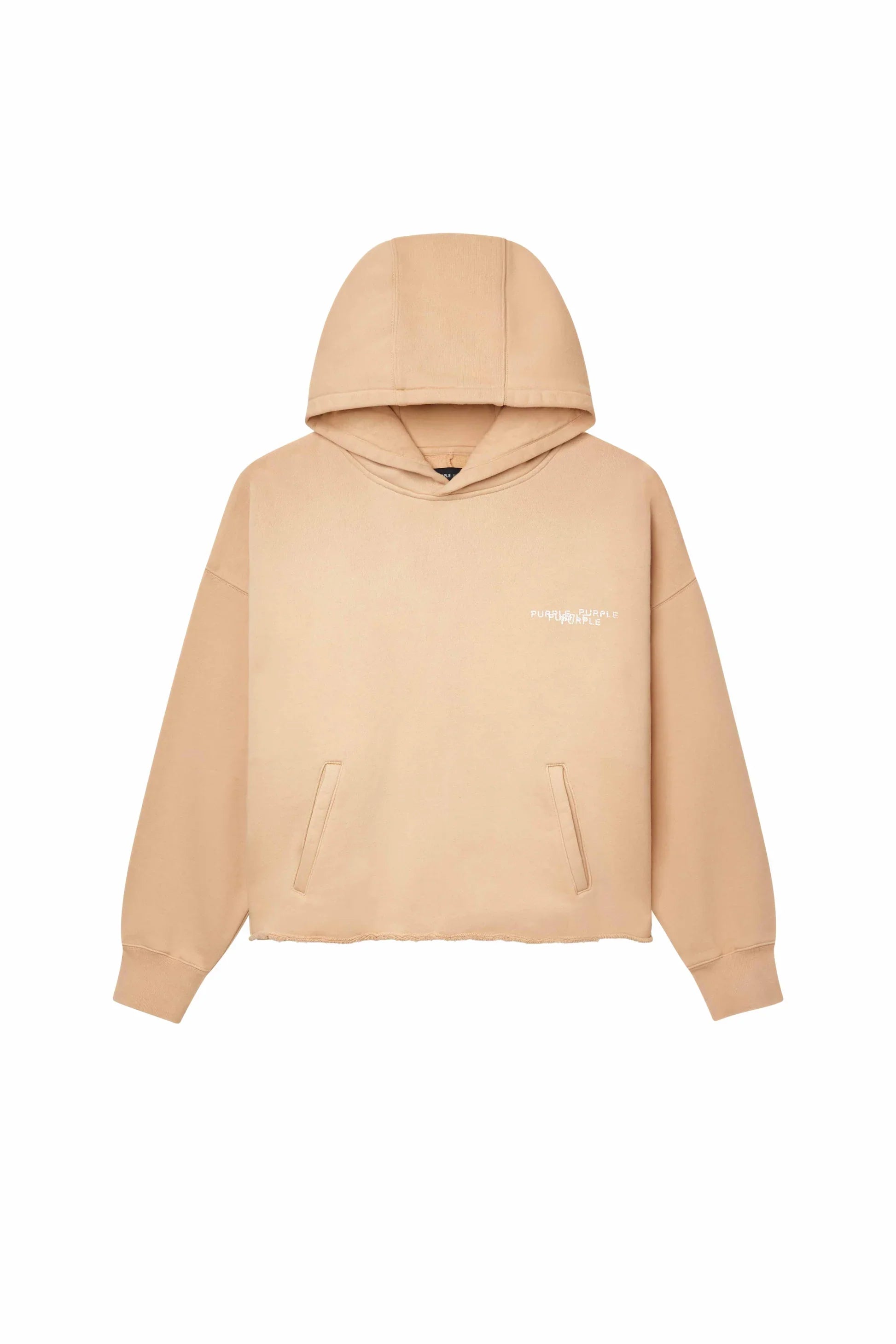 Newsprint Cropped Hoodie (Beige) - M4104-HABN225