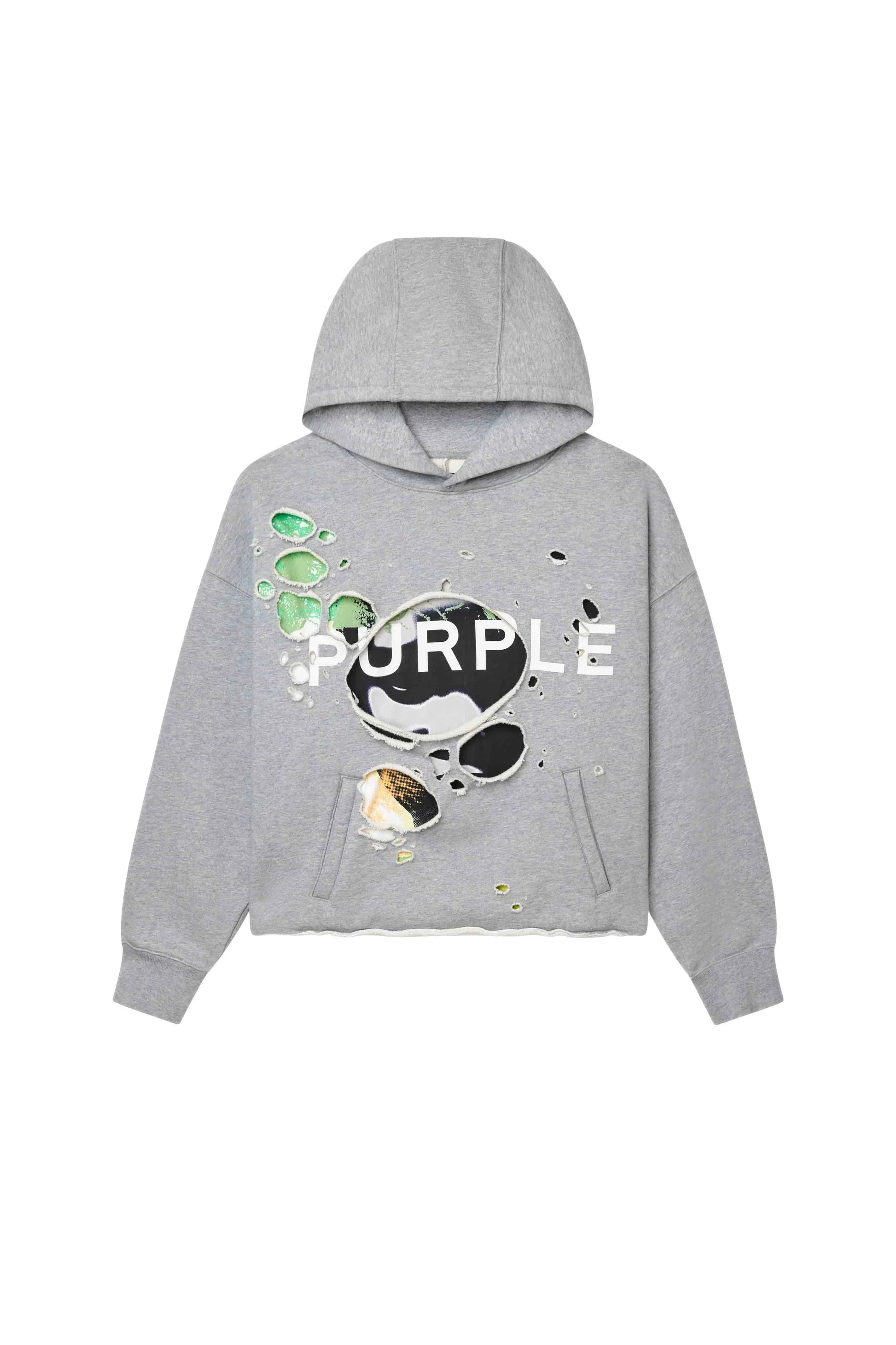 Distressed Cropped Hoodie (Grey) - M4137-FHWC225