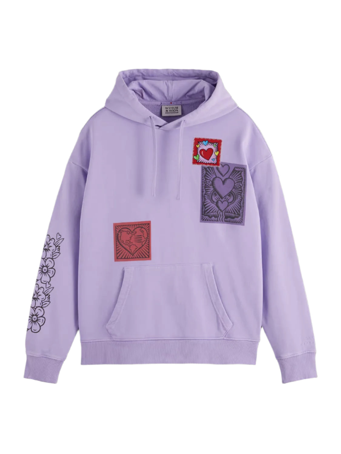 S&amp;amp;S x Burton Morris Heart Printed Hoodie (Lavender) - 180517650