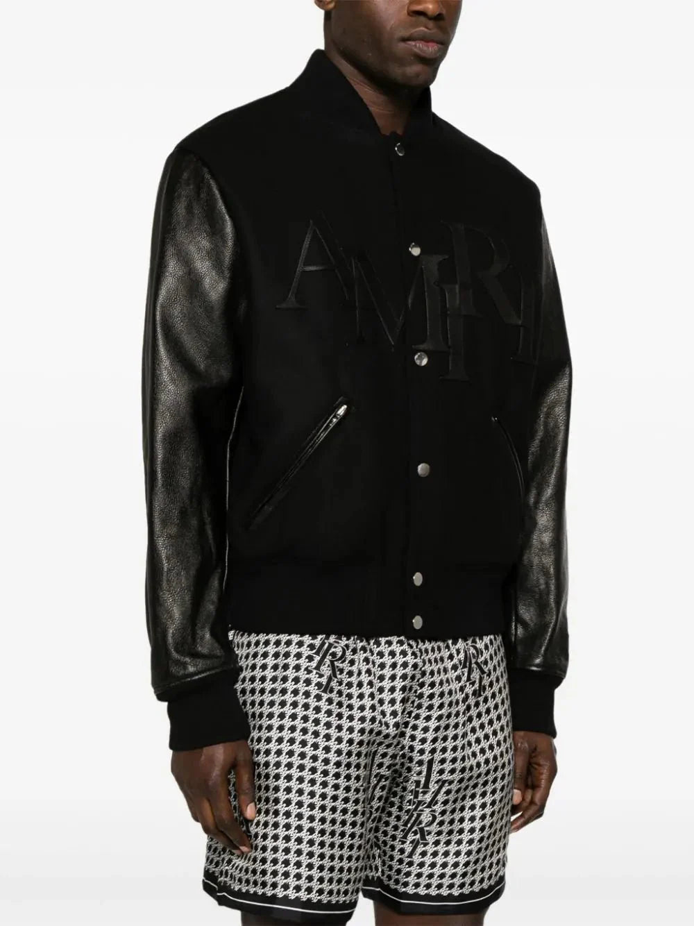 Amiri Staggered Logo Varsity Jacket Black