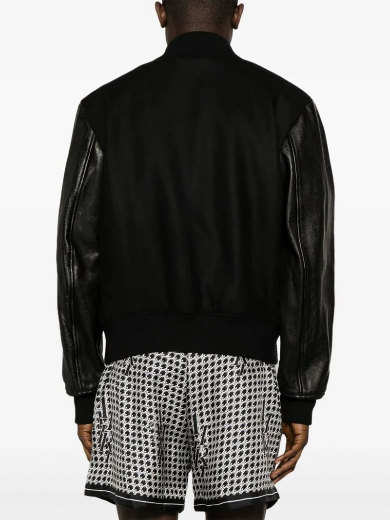 Amiri Staggered Logo Varsity Jacket Black