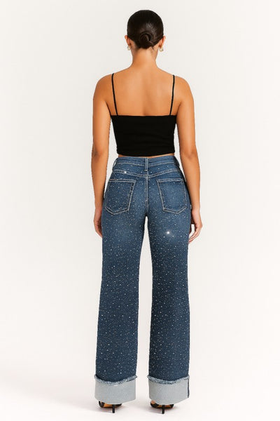 Gary Low Rise Rhinestone Jean Monterey Wash
