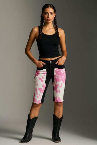 Rodeo Capri Short- Black/Pink