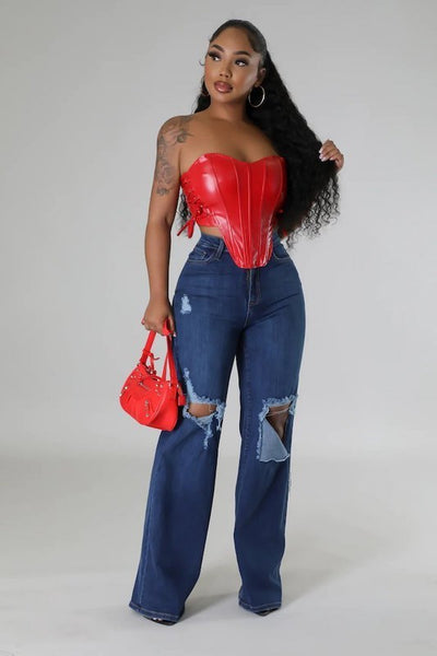 Jade Wide leg Jean Dark Wash