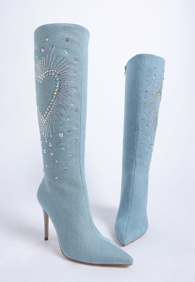 Coastra Rhinestone Embellished Stiletto Boots