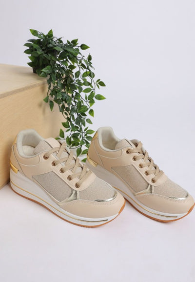 Vespera  Faux Leather & Mesh Sneakers