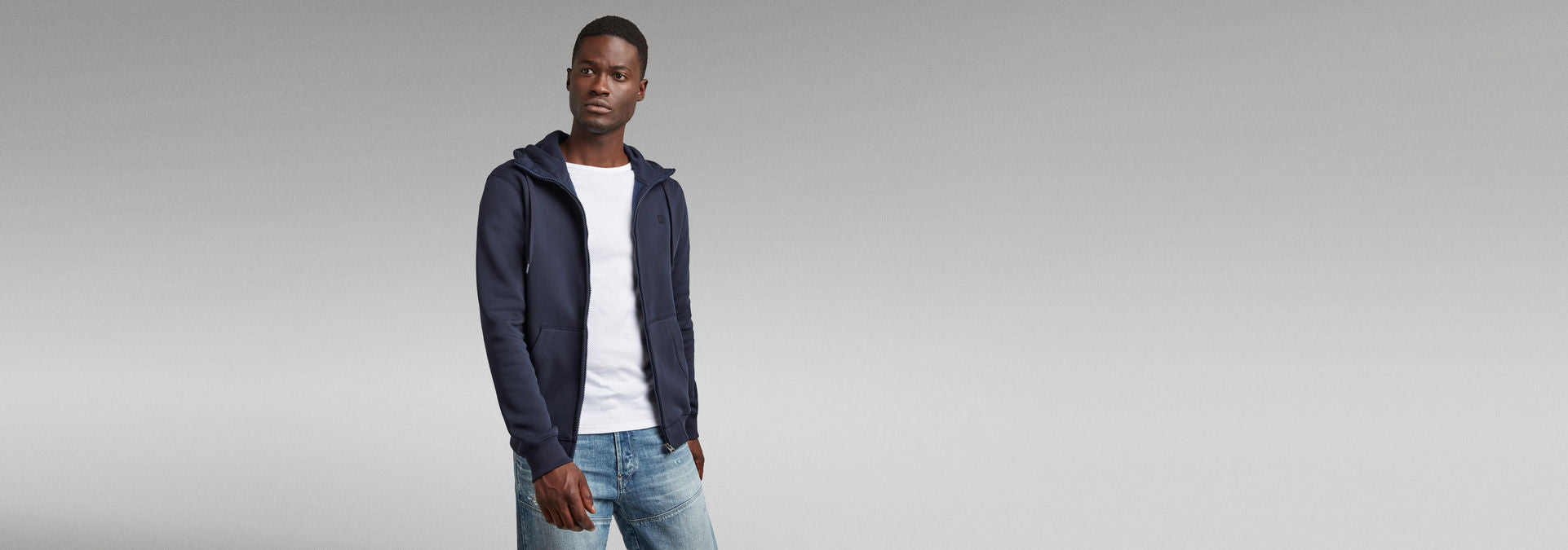 G-STAR CORE ZIPUP HOODY (Navy Blue)
