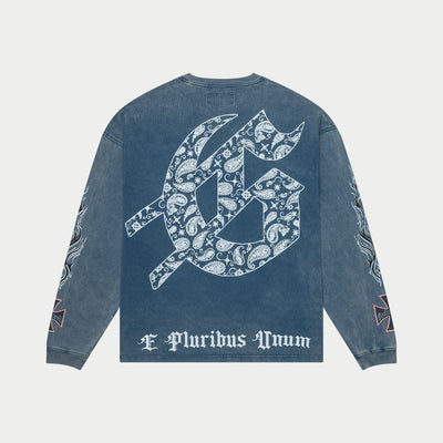 Hollywood Inferno LS T-shirt (Blue Wash) - GHILSTEE